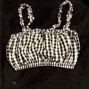 Black and White Gingham Crop Top